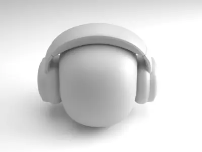 Skull with Headphones Figure  3D Printable Model 3D print model