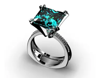 3D model Solitaire Princess-EL Shank-PV 3D print model