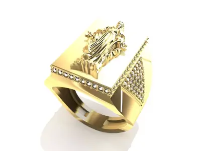 Jesus Diamond Ring Texture 3D print model