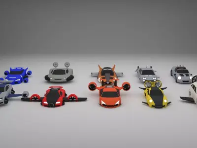 Underwater Floatable Cars Set Low-poly 3D model