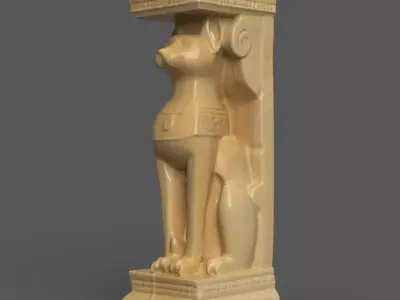 Egyptian Cat Column Stand 3D STL File for Elegant Decor 3D print model