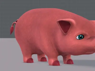 Pig cartoon V03 Low-poly 3D model
