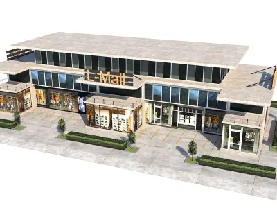 Simple and Effective Mall Shopping Store Building Low-poly 3D model