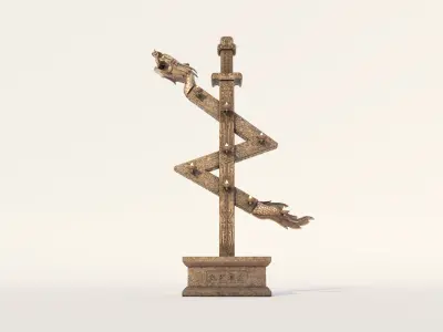 Loong Chinese Dragon  monument Tower 3D model