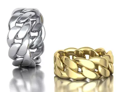 Cuban Link Chain Ring Stackble Ring 10mm wide 3D print model