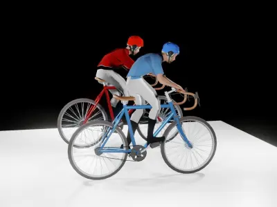 2 Cyclist Spinning and Grinding Low-poly Low-poly 3D model