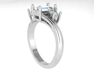 Emerald Diamond Ring 4483 3D print model