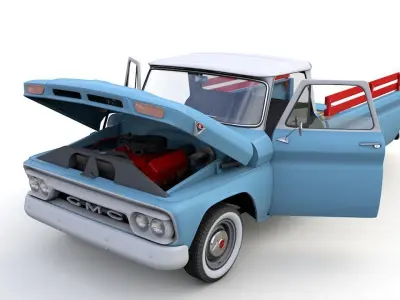 GMC PICKUP TRUCK FLEETSIDE LONG 1964 3D model
