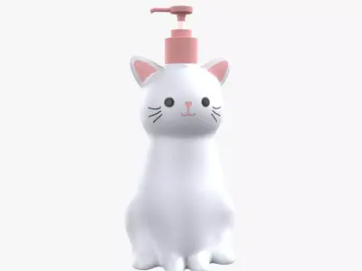 Cat Liquid Soap Dispenser White Version 3D model