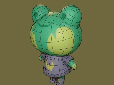 Frog-cartoon version with clothes Low-poly 3D model