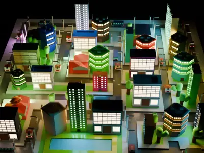 low poly city  Free 3D model