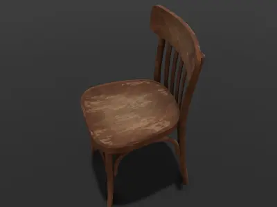 Wooden Chair 3D Model  Low-poly 3D model
