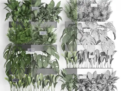 Wooden flower boxes wall decor vertical garden 41 3D model