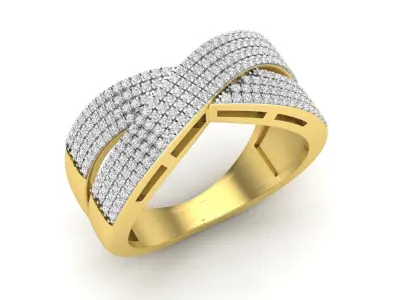 AV 498 Diamond Ladies Crossover Swirl Band Stackable Ring  3D print model
