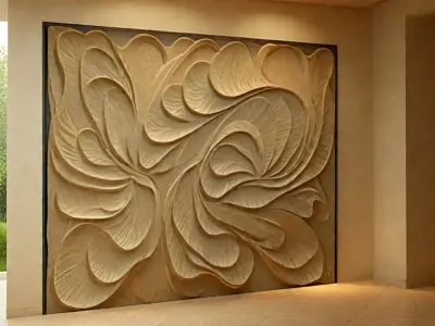 modern panel wall decor set relief stl mural CNC 165 3D model