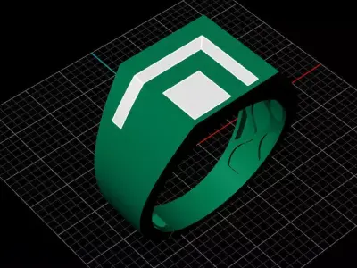 Mens Black Enamel Geometric Signet  Ring 15 3D print model