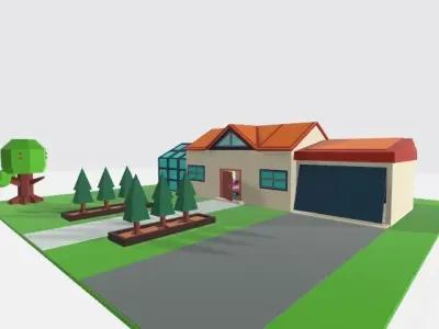 Animated House for game ready animation low poly cartoon Free low-poly 3D model