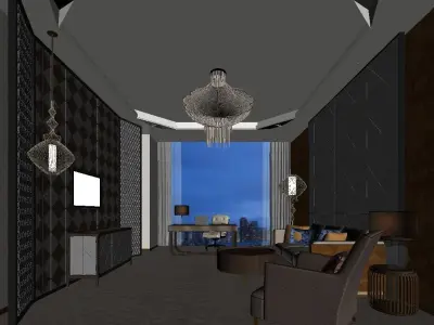 Hotel suite Low-poly 3D model