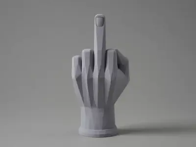 Polygonal Middle Finger Hand Sculpture 3D print model
