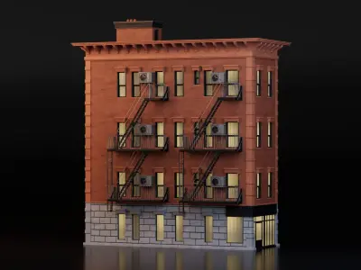 Apartment Building Low-poly 3D model purchase