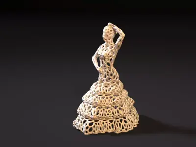 A figurine of a dancing woman 3D print model