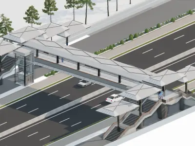 Pedestrian Bridge Project across over 60 feet road Project  3D model