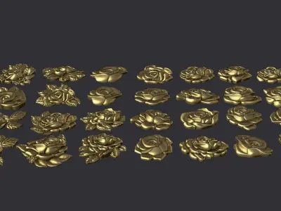 Roses relief set 3D print model