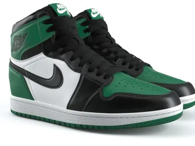 Jordan 1 Retro green  PBR  Low-poly 3D model