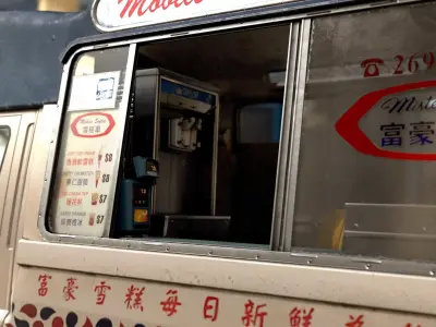 PBR Hong Kong Ice Cream Car Mobile Softee Game Ready Model Low-poly 3D model