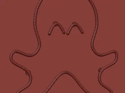 Neon Set 5 whale tail in water 3D model