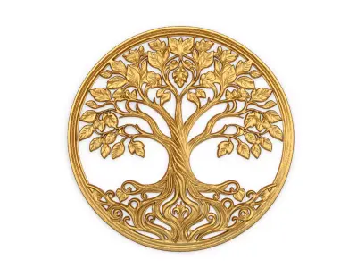 decor set wall panel wall tree relief mural CNC 50 3D model