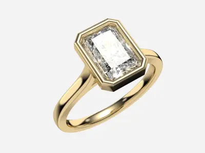 Radiant Diamond Bezel Setting Solitaire Diamond Ring 3D print model