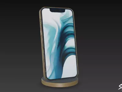 Smartphone on Wireless Charger Low-poly 3D model