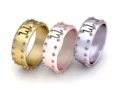 gold monogram ring  3D printable model  3D print model