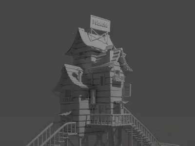 Houses concept art pack of 4  3D model