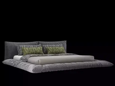  Bed with pillows and blanket 4 models of bed set 8 3D Model Collection