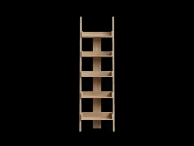 Narrow Ladder Oak Effect Shelf Low-poly 3D model