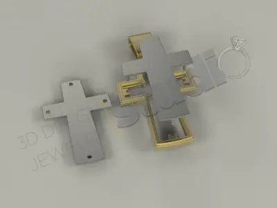 Russian Luxury cross with multi parts 3d model 3D print model