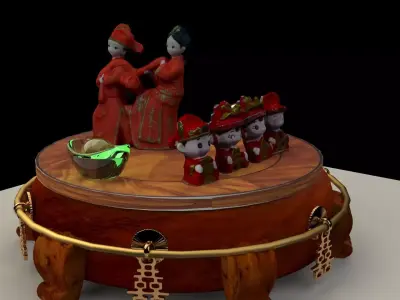 Chinese wedding dolls 3D model