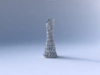 Vase twisted squeezed and bent hexagon 2 with checker grid la... 3D print model