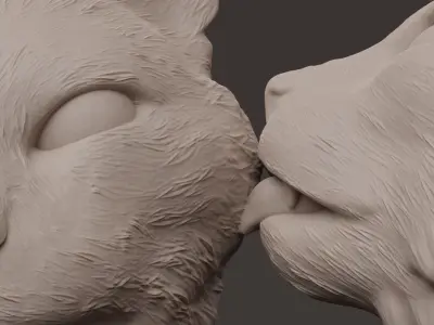 Two Cats Kissing - Decoration Wall 3D print model