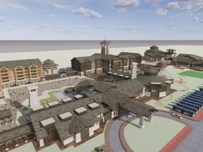 3D Model Architectural Grand Hotel Complex Low-poly 3D model