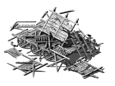 Game Elf Mountain - Broken - Chariot 03 3D model