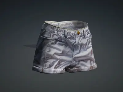 White short pants PBR 4k Low-poly 3D model