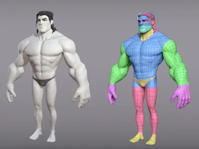 Cartoon male character Sam base mesh 3D model