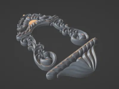 Wooden Frame Design File Artcam Bas Relief File for CNC Machinin 3D model