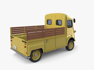 Generic 40s Van Pick Up with interior v2 3D model