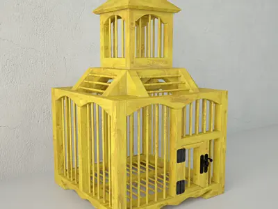 Yellow Decorative Cage by ZARA HOME 3D model