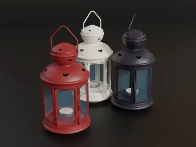 Lantern with a Candle 3D model