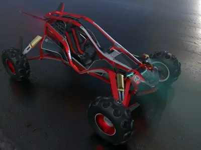 Sci-fi Buggy Car Low-poly 3D model